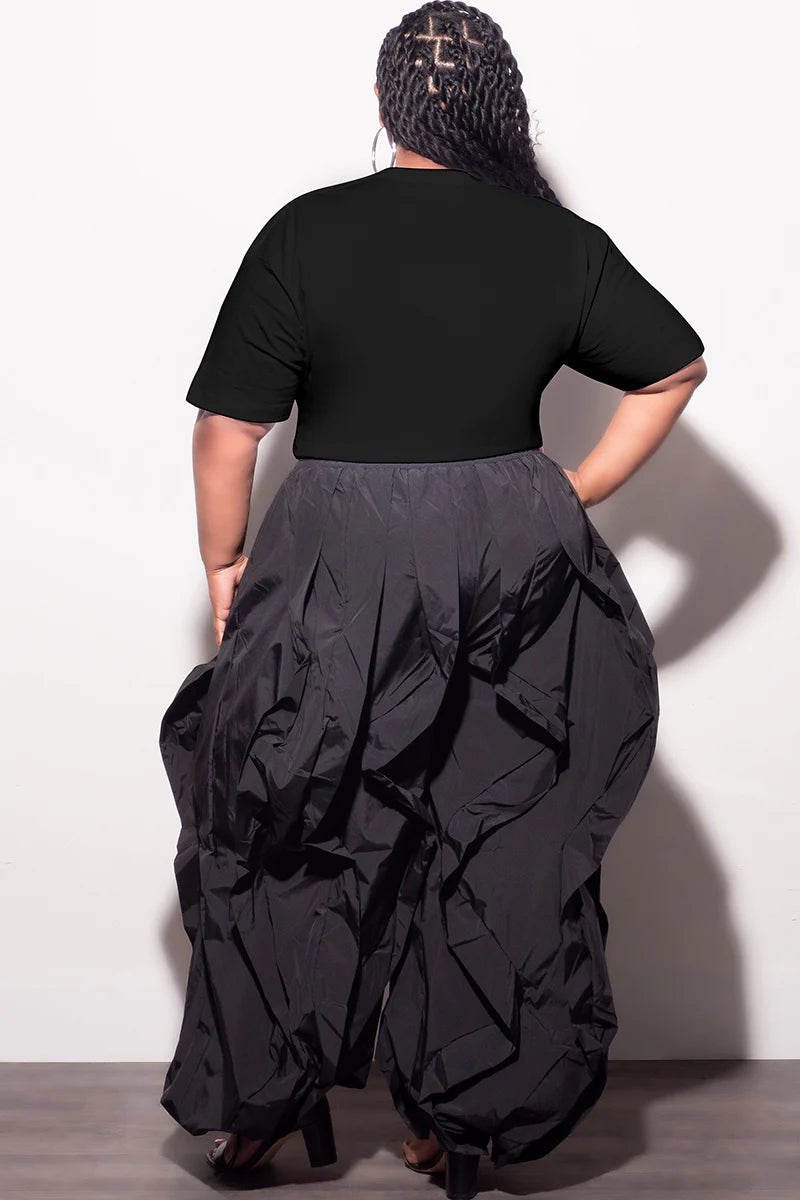Wide Leg Drawstring Windbreaker Wavy Pants