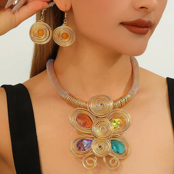 Gold Multi Statement Necklace Set