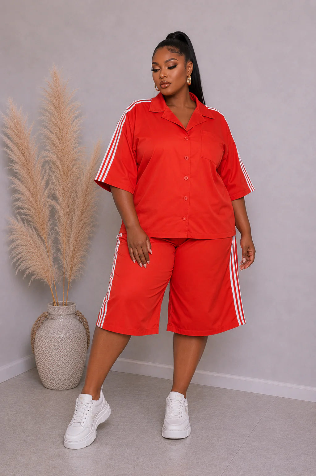 Red Bermuda Set