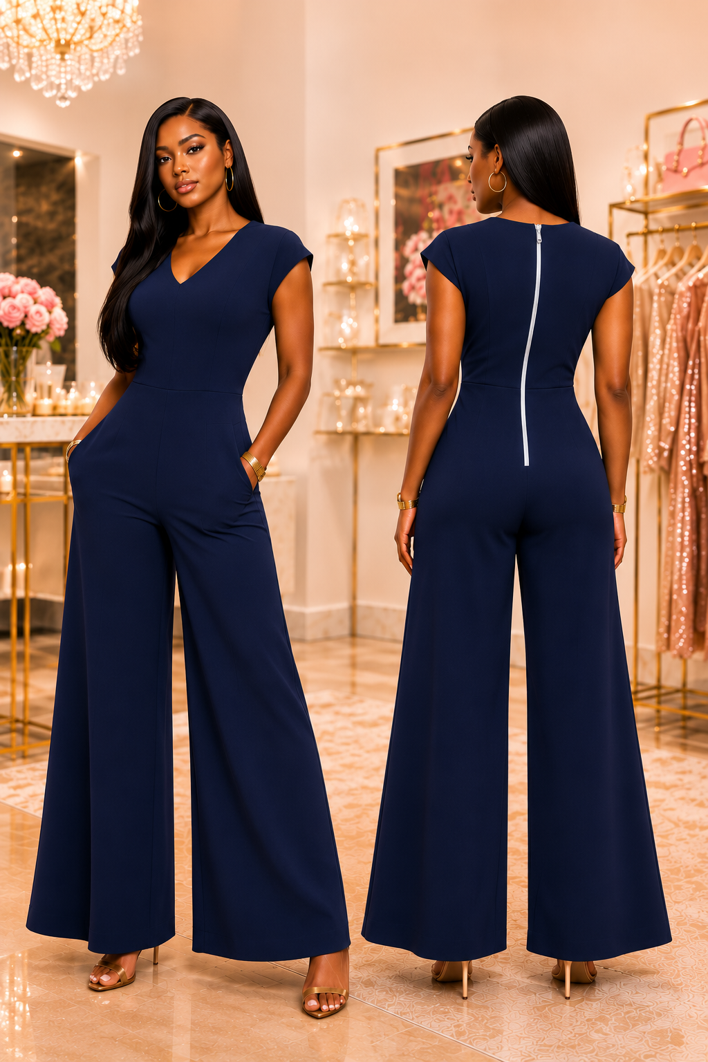 Navy Wide Leg Jumper