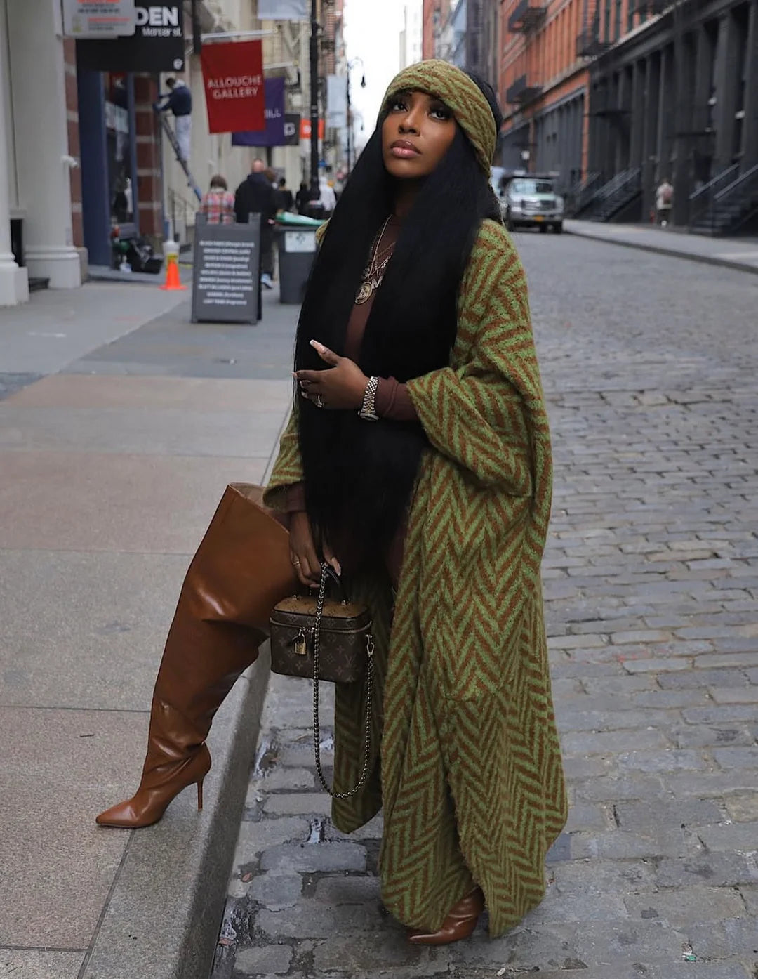 Green/Brown Shawl Cardigan