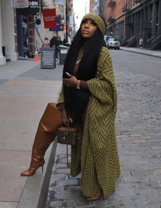 Green/Brown Shawl Cardigan