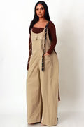 Wide Leg Overall w/Stripe Tie