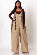 Wide Leg Overall w/Stripe Tie