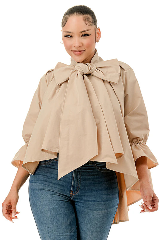 Tie Neck Flare Top