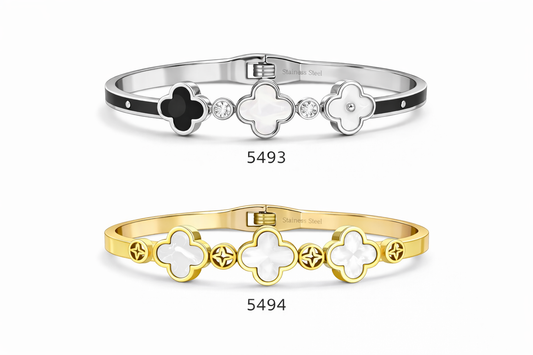 Blk/Wht Silver Bangle